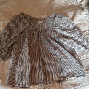 Doen Blue + White Striped Blouse, XXS, Like New, 100% organic cotton